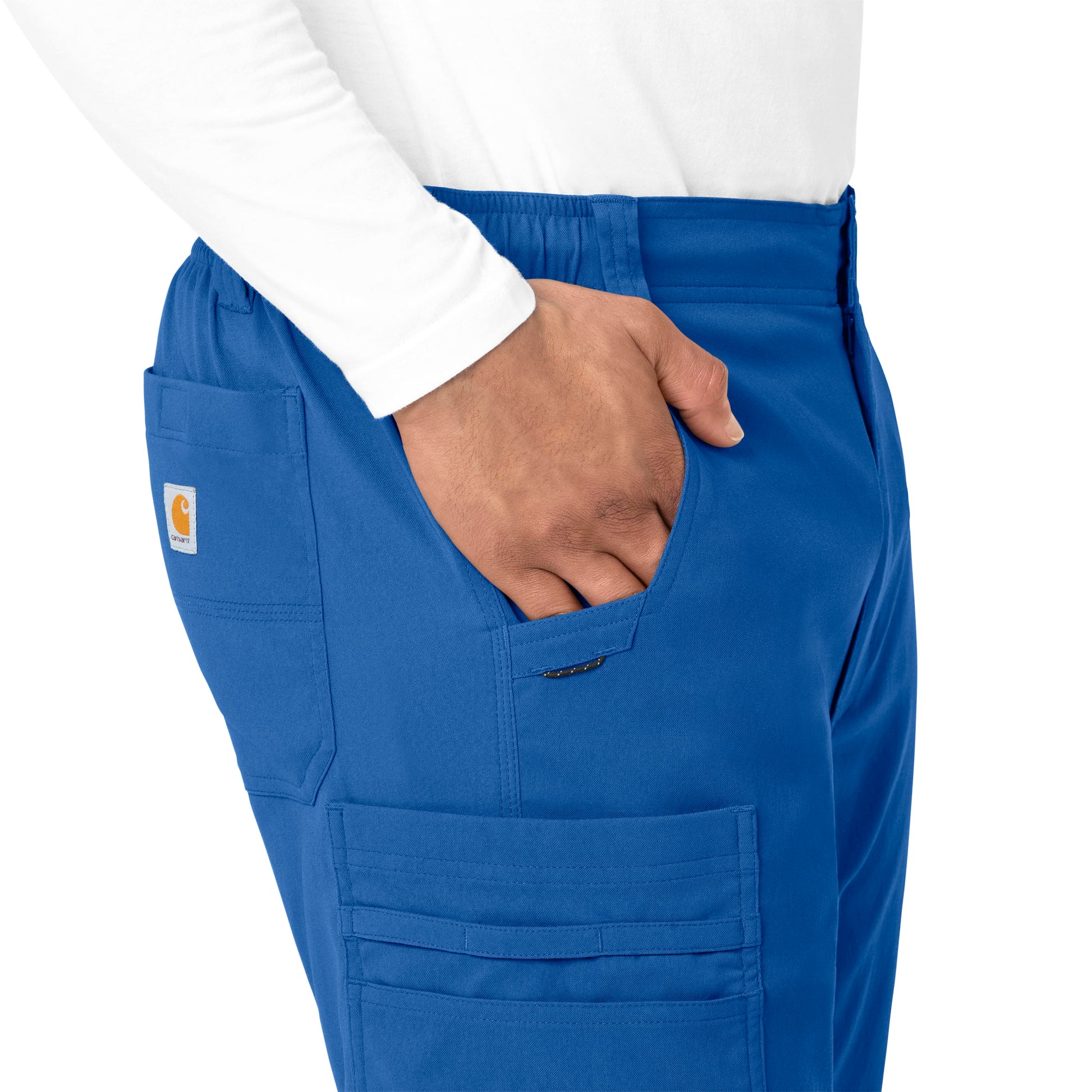 Rugged Flex Peak C55037 Men's Straight Leg Cargo Scrub Pants Royal Model Image Alternate | Carhartt