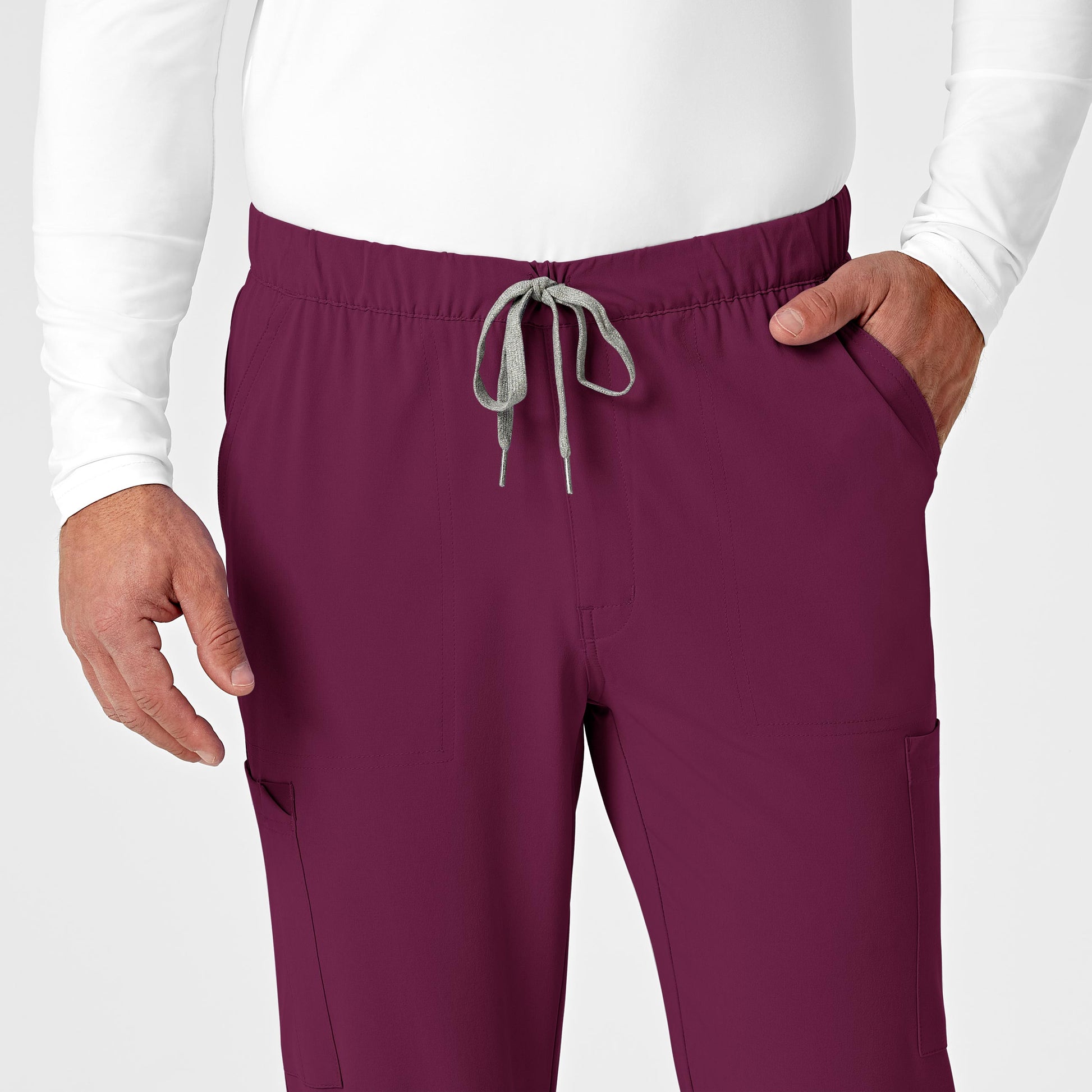 RENEW 5034 Men's Jogger Scrub Pants Wine Model Image Left Side | Wink
