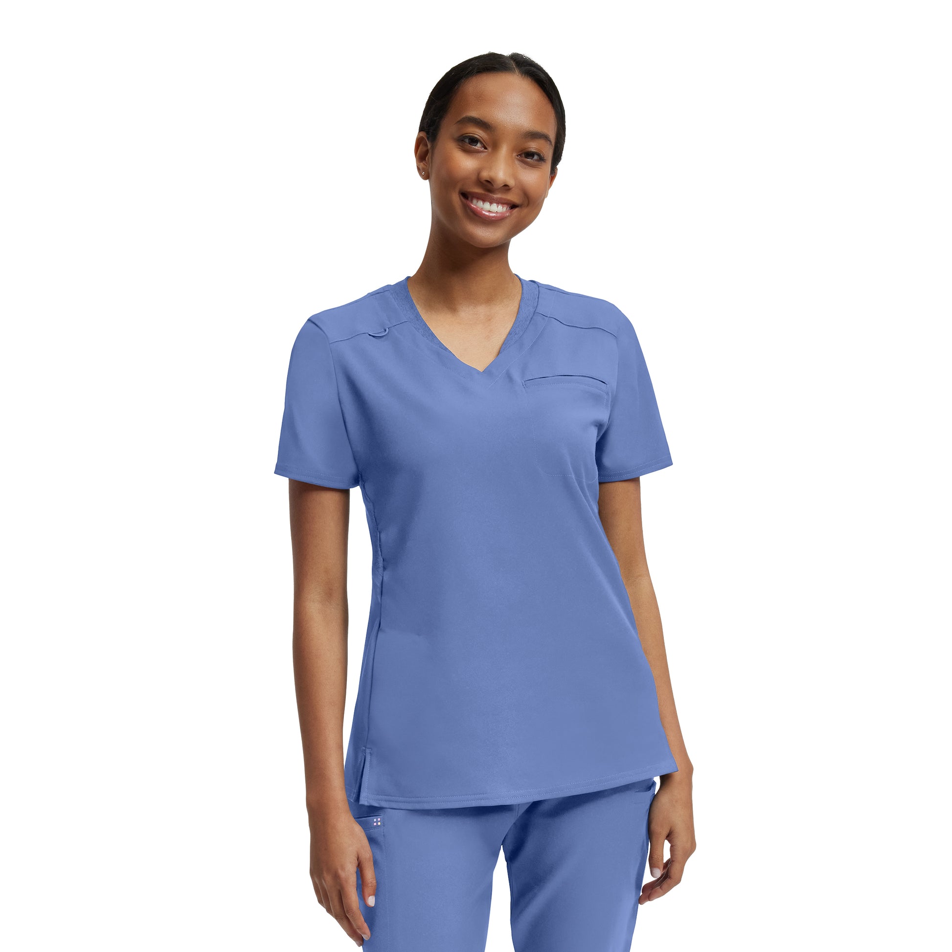 VIBE WT119 Women's 2 Pocket V Neck Scrub Top Ceil Image