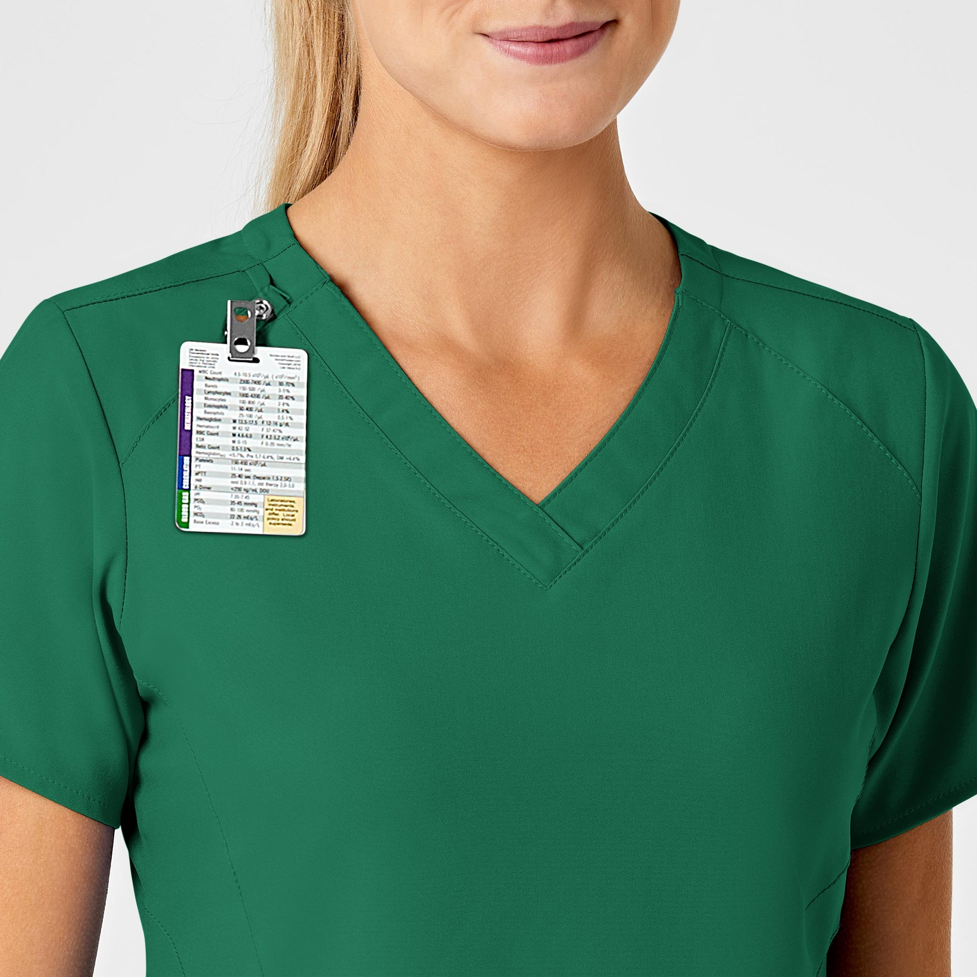 W123 6155 Stylized V-Neck Scrub Top Hunter Model Image Alternate | Wink