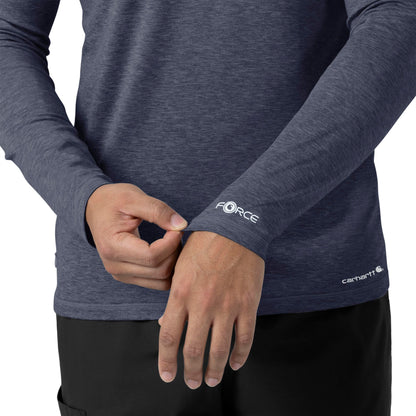 Force Sub-Scrubs C32009 Men's Performance Long Sleeve Tee Navy Heather Model Image Alternate | Carhartt