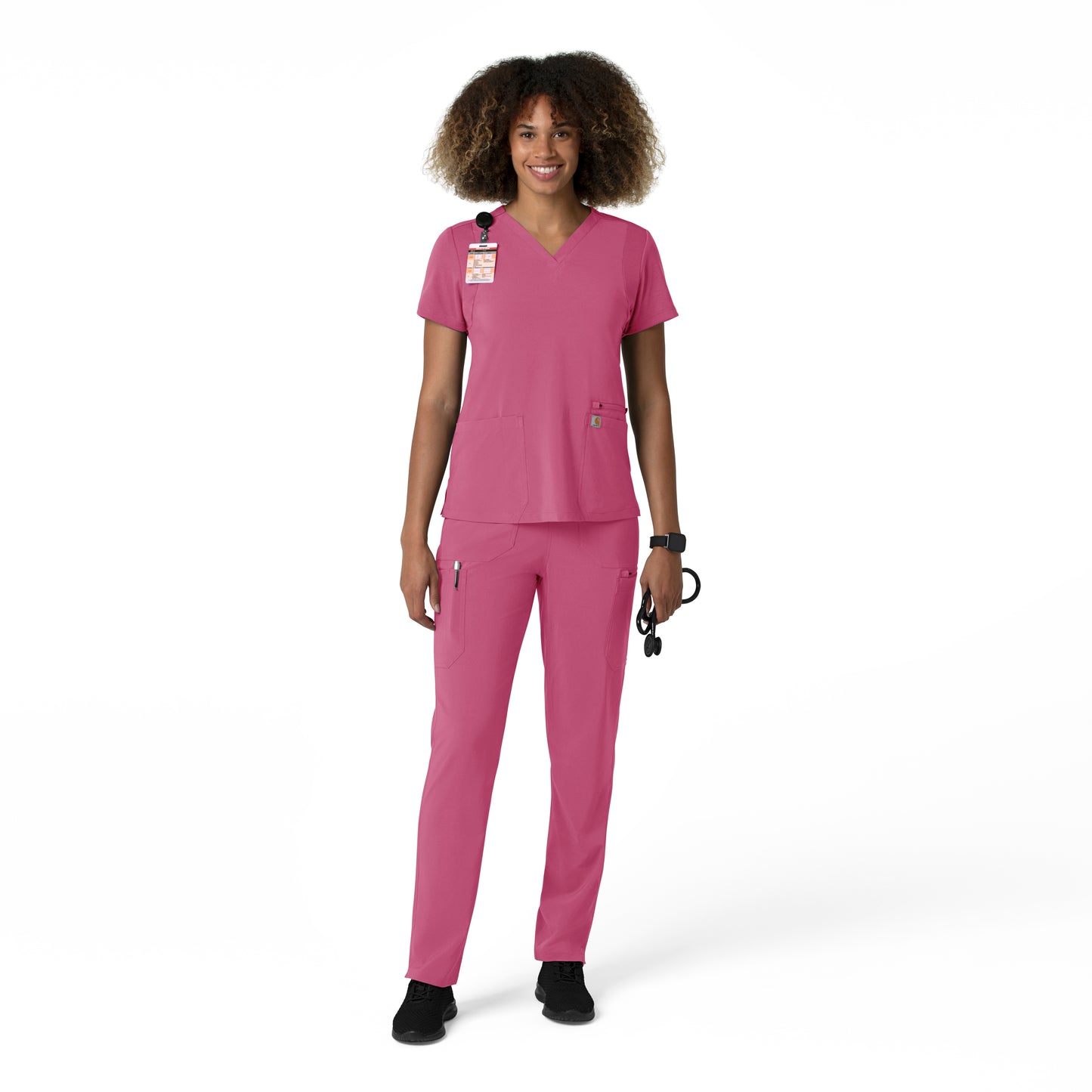 Force Cross-Flex C53210 Women's Straight Leg Cargo Scrub Pants Electric Fuschia