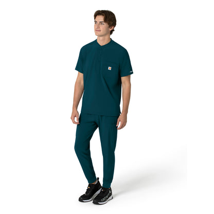 Force Cross-Flex C16310 Men's Henley Scrub Top Caribbean Model Image Right Side | Carhartt