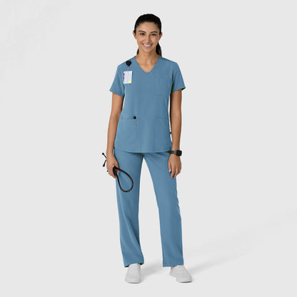 Nova 6132 Women's Flex-n-Reach V-Neck Scrub Top Pacific Blue