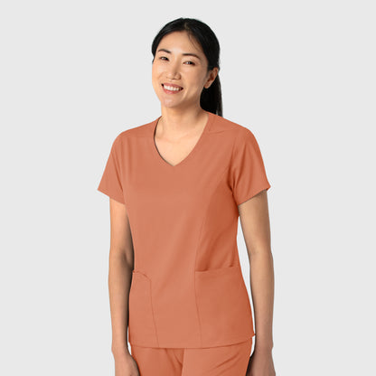 Boundless 6251 2-Pocket V-Neck Scrub Top Terracotta Model Image Right Side | Wink