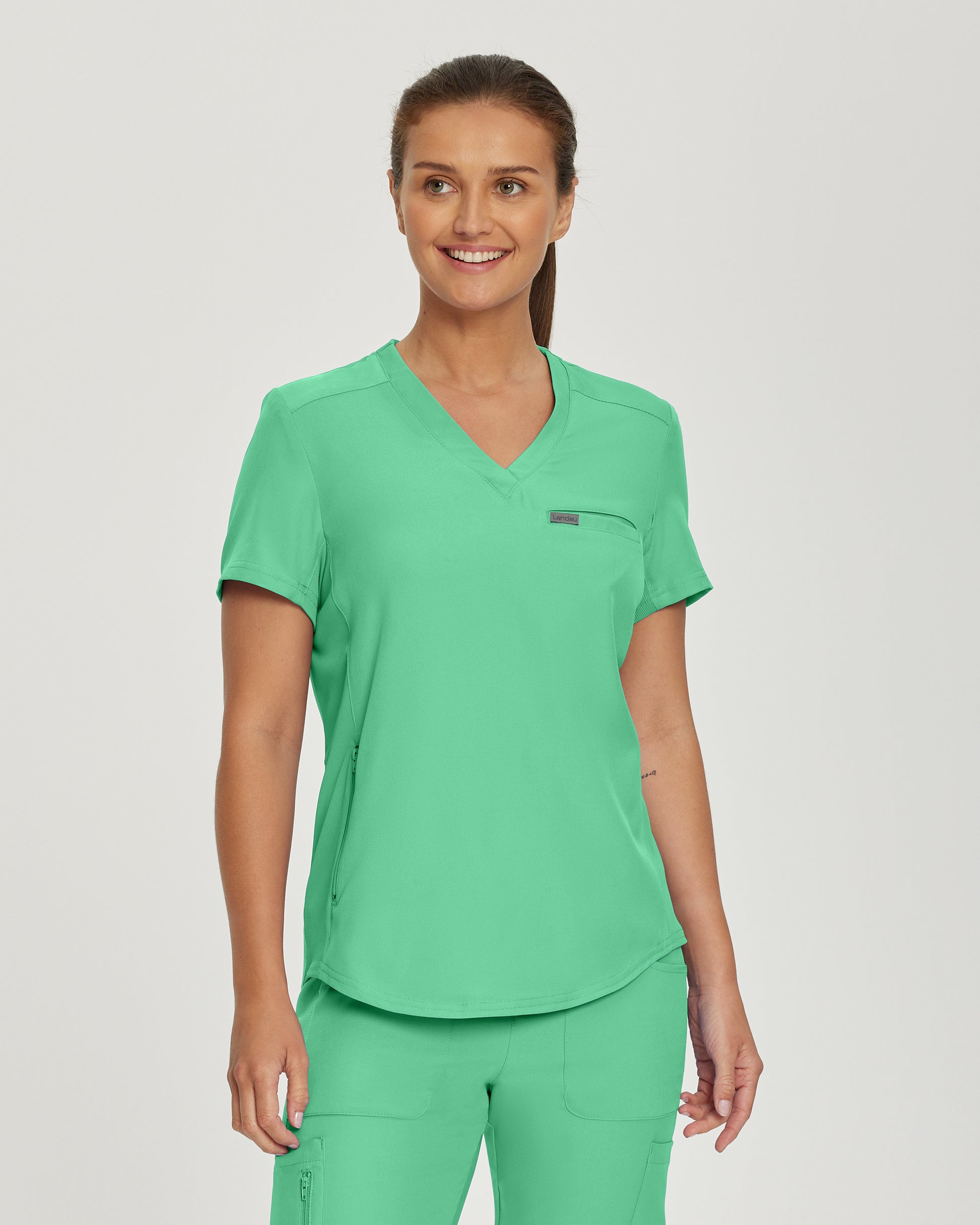 Forward LT101 Women's 2 Pocket V Neck Scrub Top Nu Green Image