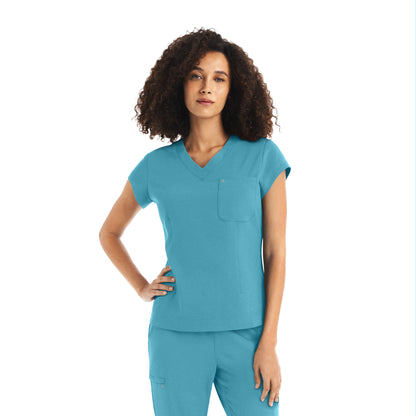 CRFT WT128 Women's 1 Pocket V Neck Scrub Top Poolside Image