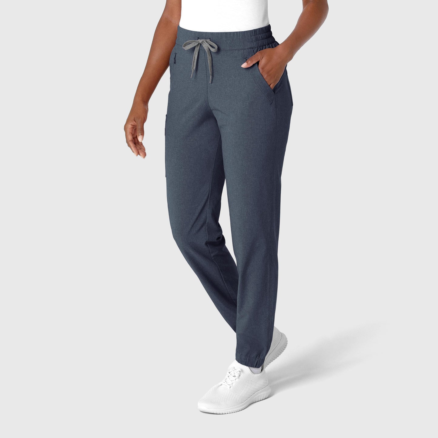 RENEW 5234 Jogger Scrub Pants Navy Heather Model Image Right Side | Wink