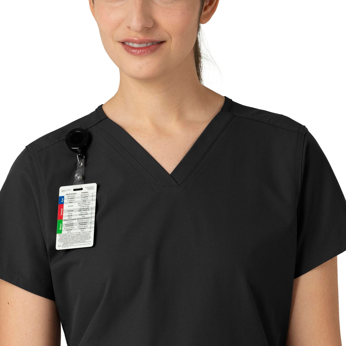 Force Essentials C12113 V-Neck Scrub Top Black Model Image Alternate | Carhartt