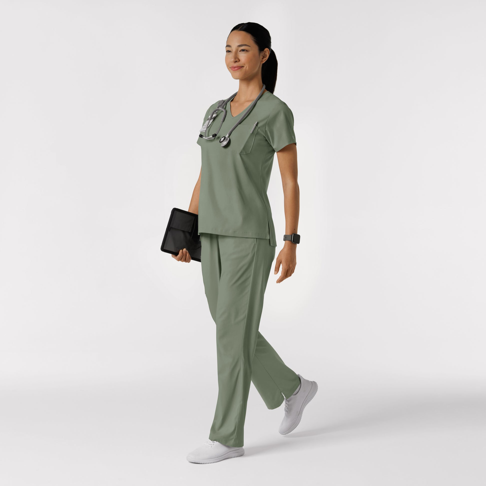 Boundless 5251 Bootcut Scrub Pants Sage Model Image Alternate | Wink