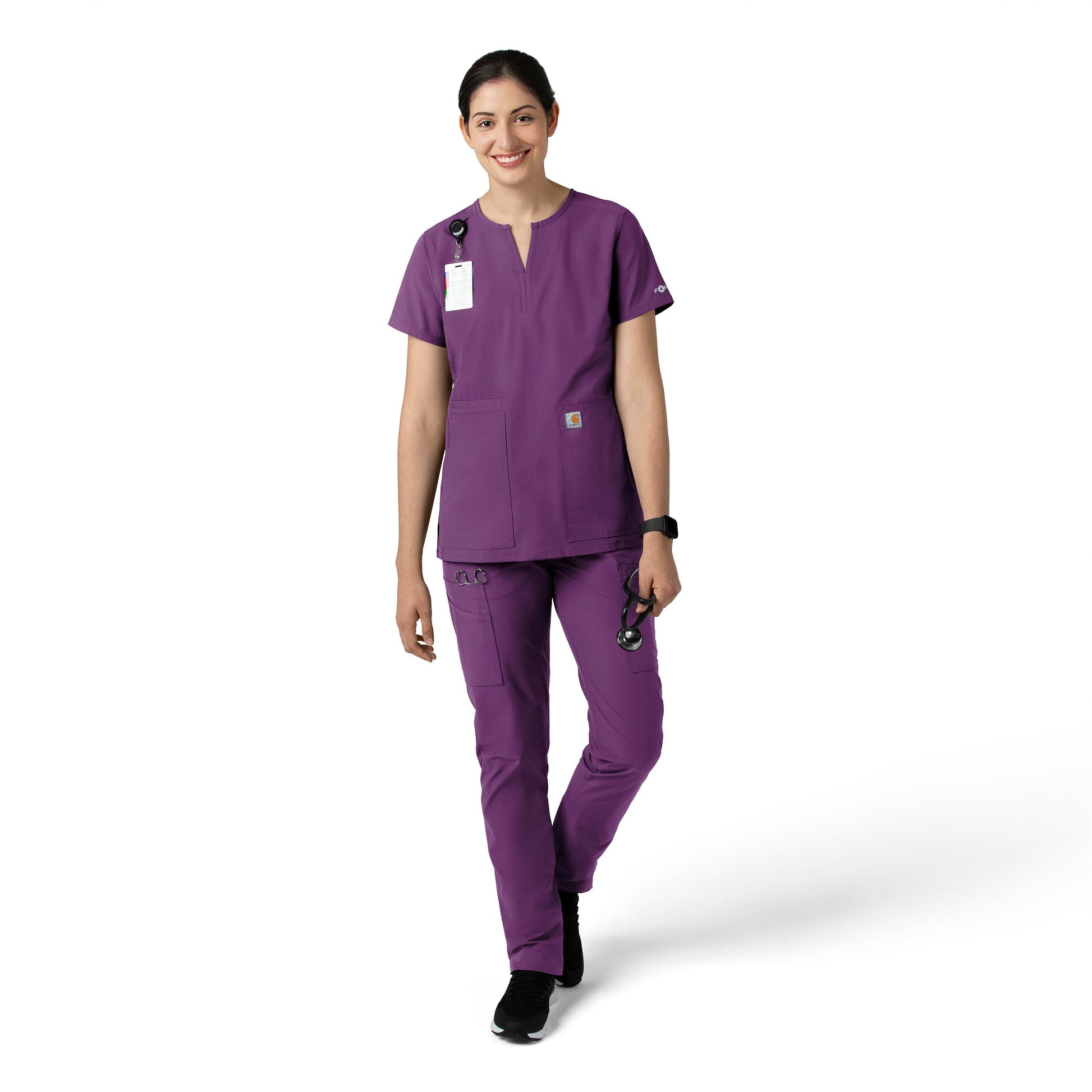 Force Essentials C51213 Straight Leg Scrub Pant Eggplant Model Image Right Side | Carhartt