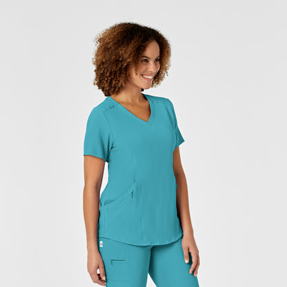 RENEW 6134 V-Neck Scrub Top Teal Blue Model Image Right Side | Wink