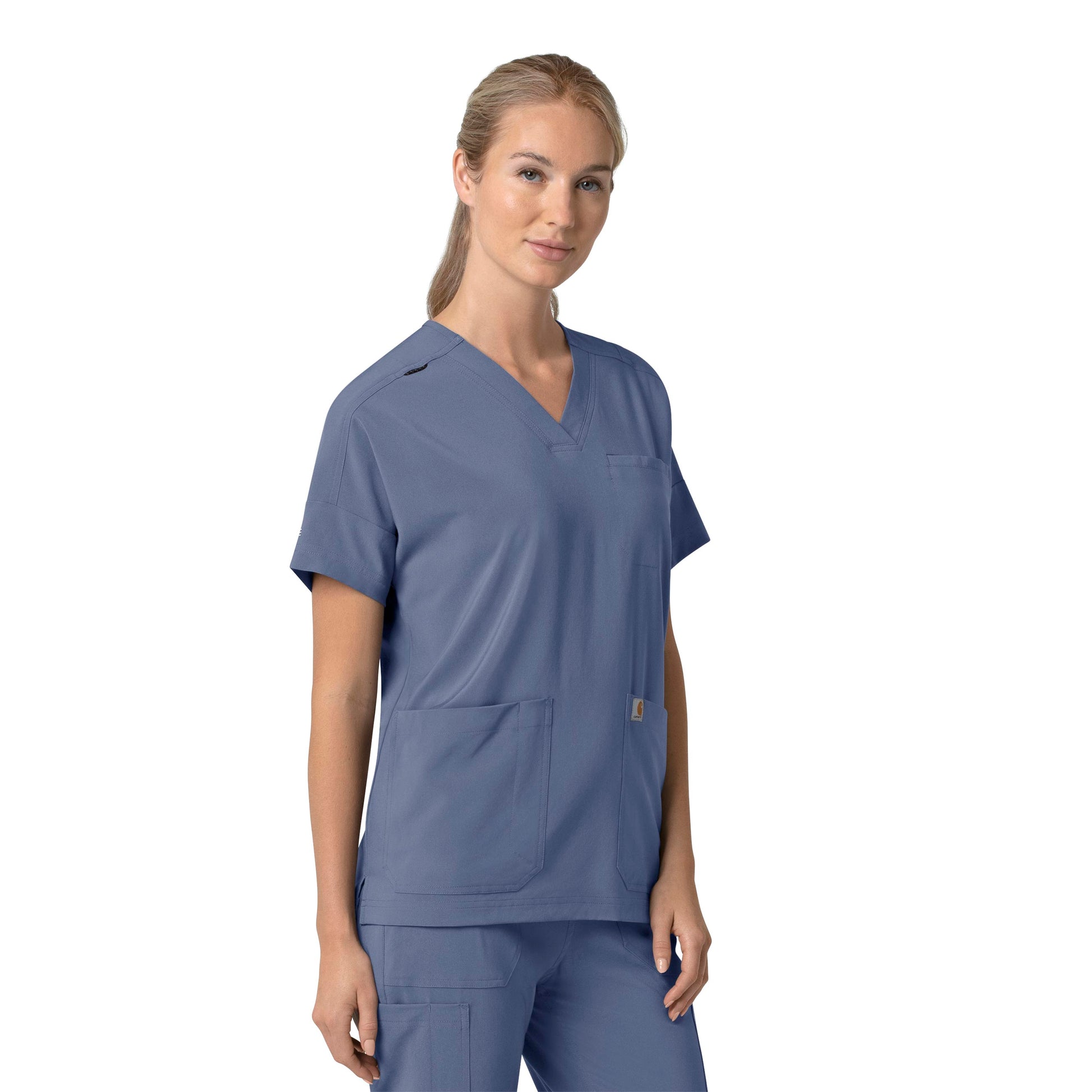 Force Cross-Flex C13110 Oversized V-Neck Scrub Top Riverside Model Image Right Side | Carhartt