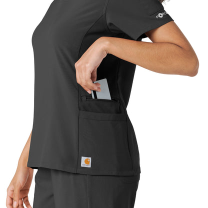 Force Cross-Flex C13310 Knit Panel Scrub Top Black Model Image Alternate | Carhartt