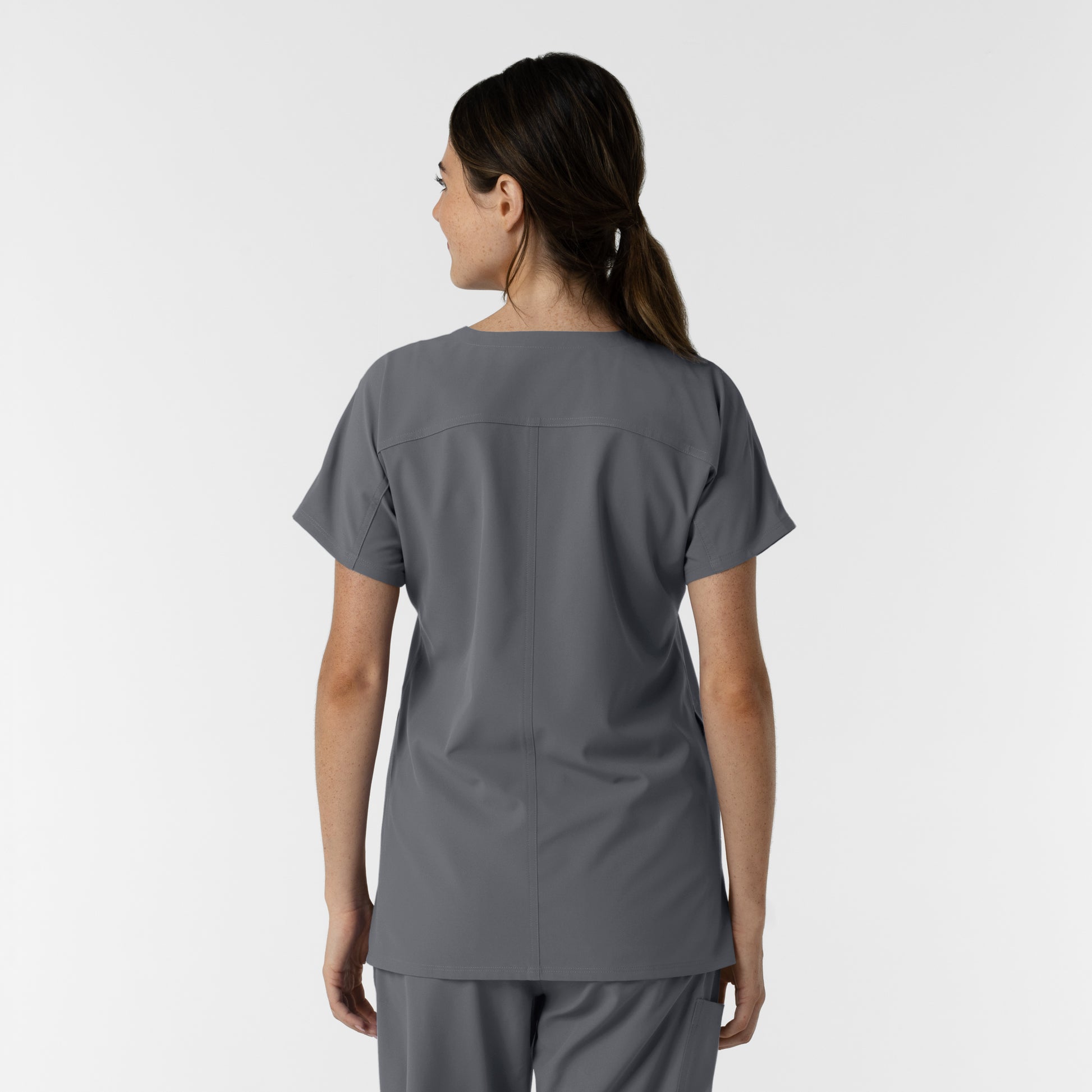 NURTUR 6280 Women's Drop Shoulder Tunic Scrub Top Pewter