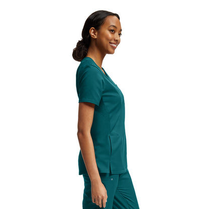 VIBE WT119 Women's 2 Pocket V Neck Scrub Top Caribbean Image