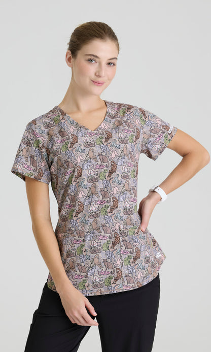 Skechers SKT021 Women's Essence Top in All Kinds Of Leopard by Barco Model Image Front