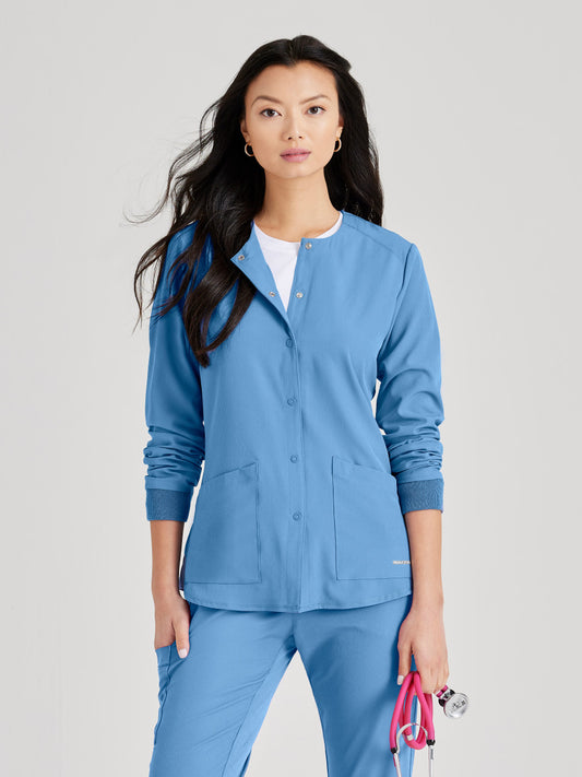 Skechers SK401 Stability Scrub Jacket Ciel Blue Model Image Front | Barco