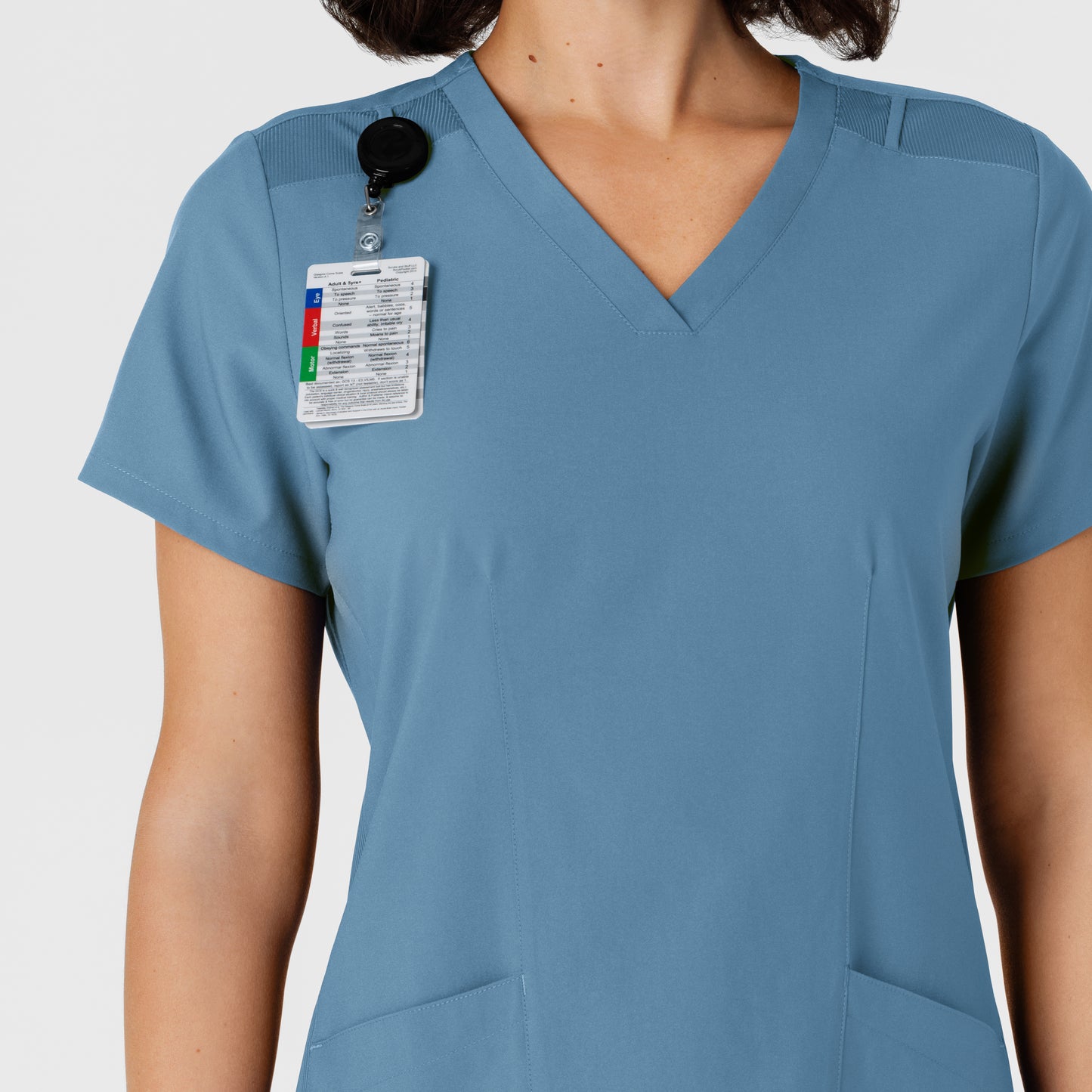 W123 6145 Women's Flex-n-Reach Side Panel V-Neck Scrub Top Pacific Blue