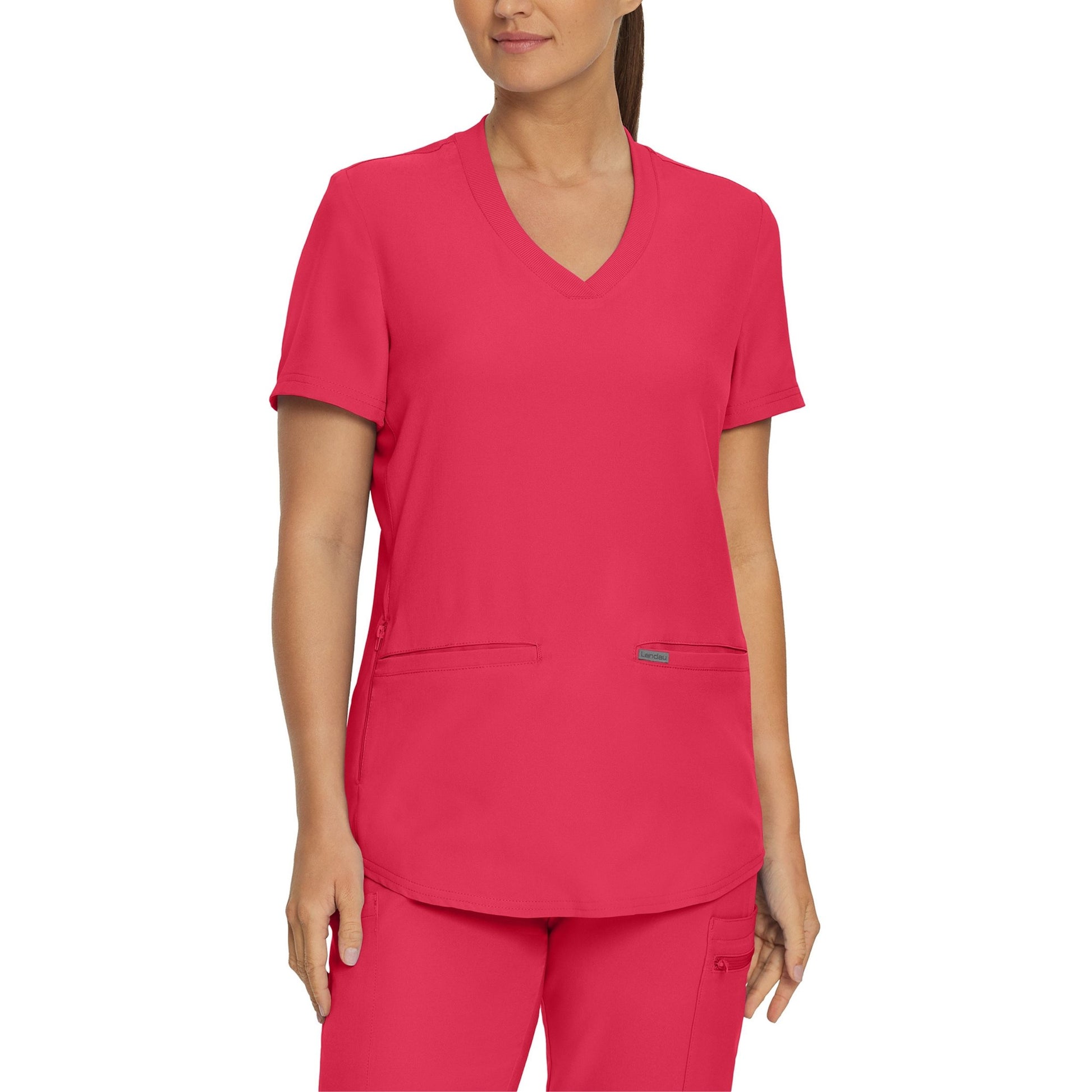 Forward LT100 Women's 3 Pocket V Neck Scrub Top Tea Berry Image