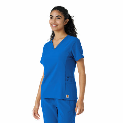 Force Cross-Flex C13310 Knit Panel Scrub Top Royal Model Image Right Side | Carhartt