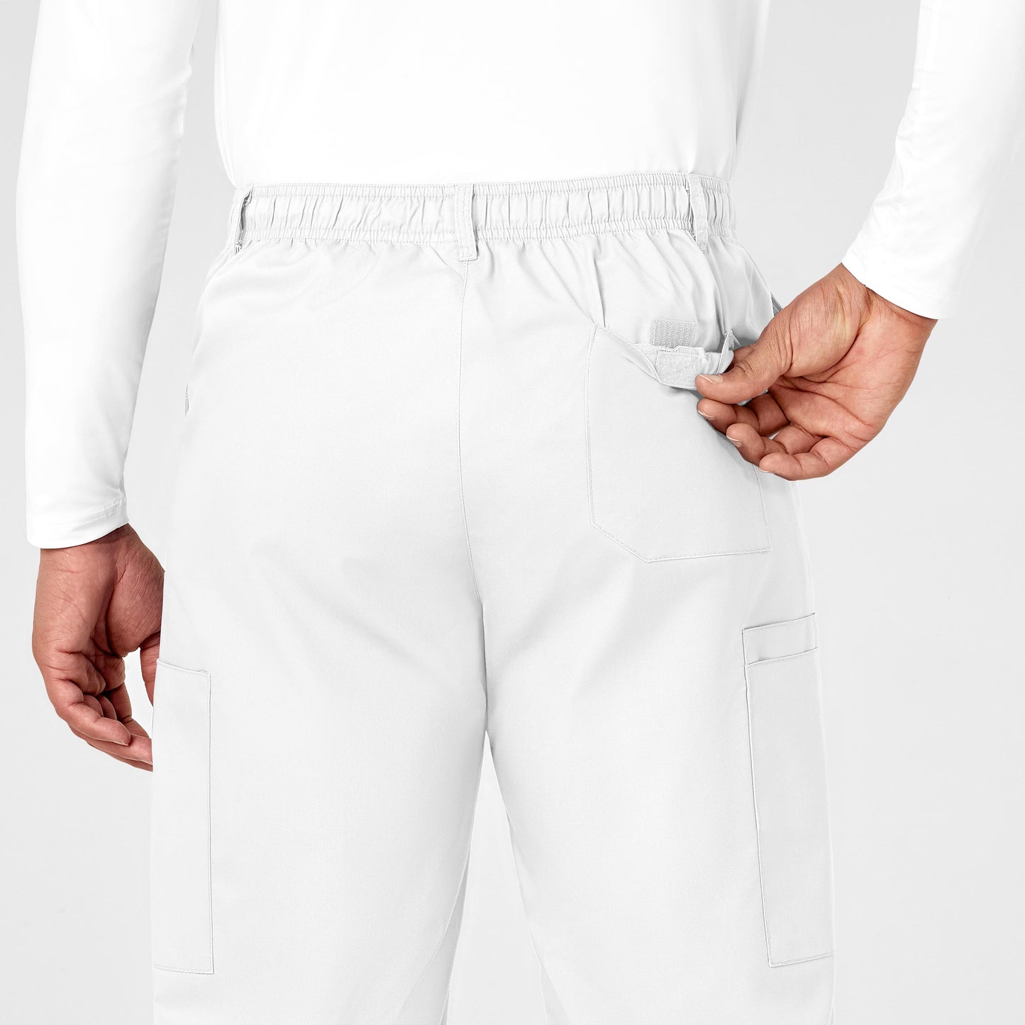 WonderWORK 503 Men's Cargo Scrub Pants White Model Image Alternate | Wink