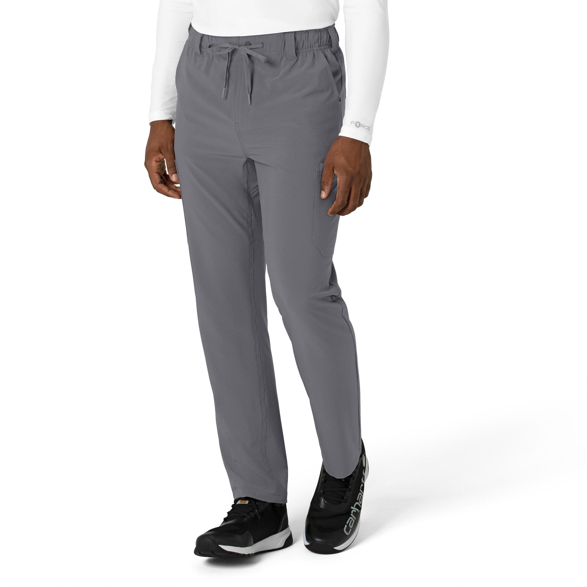 Force Cross-Flex C56410 Men's Straight Leg Scrub Pant Pewter Model Image Left Side | Carhartt