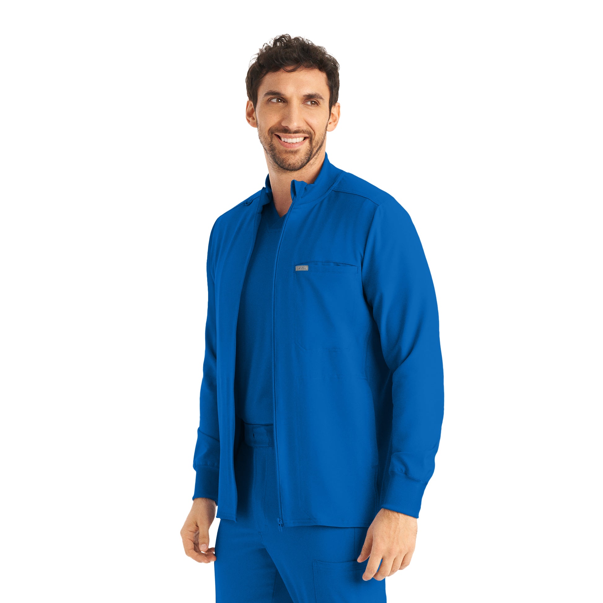 Forward LJ703 Men's 3 Pocket Scrub Jacket Royal Image