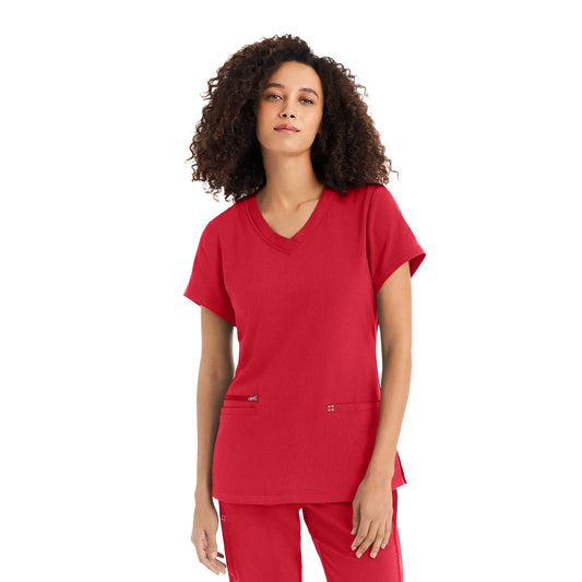 CRFT WT127 Women's 3 Pocket V Neck Scrub Top Racing Red Image