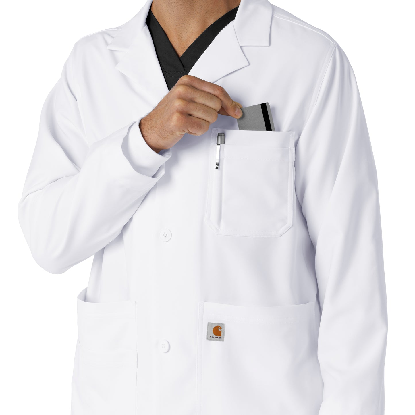 Lab Coats C71005 Men's Consultation Lab Coat White Model Image Alternate | Carhartt