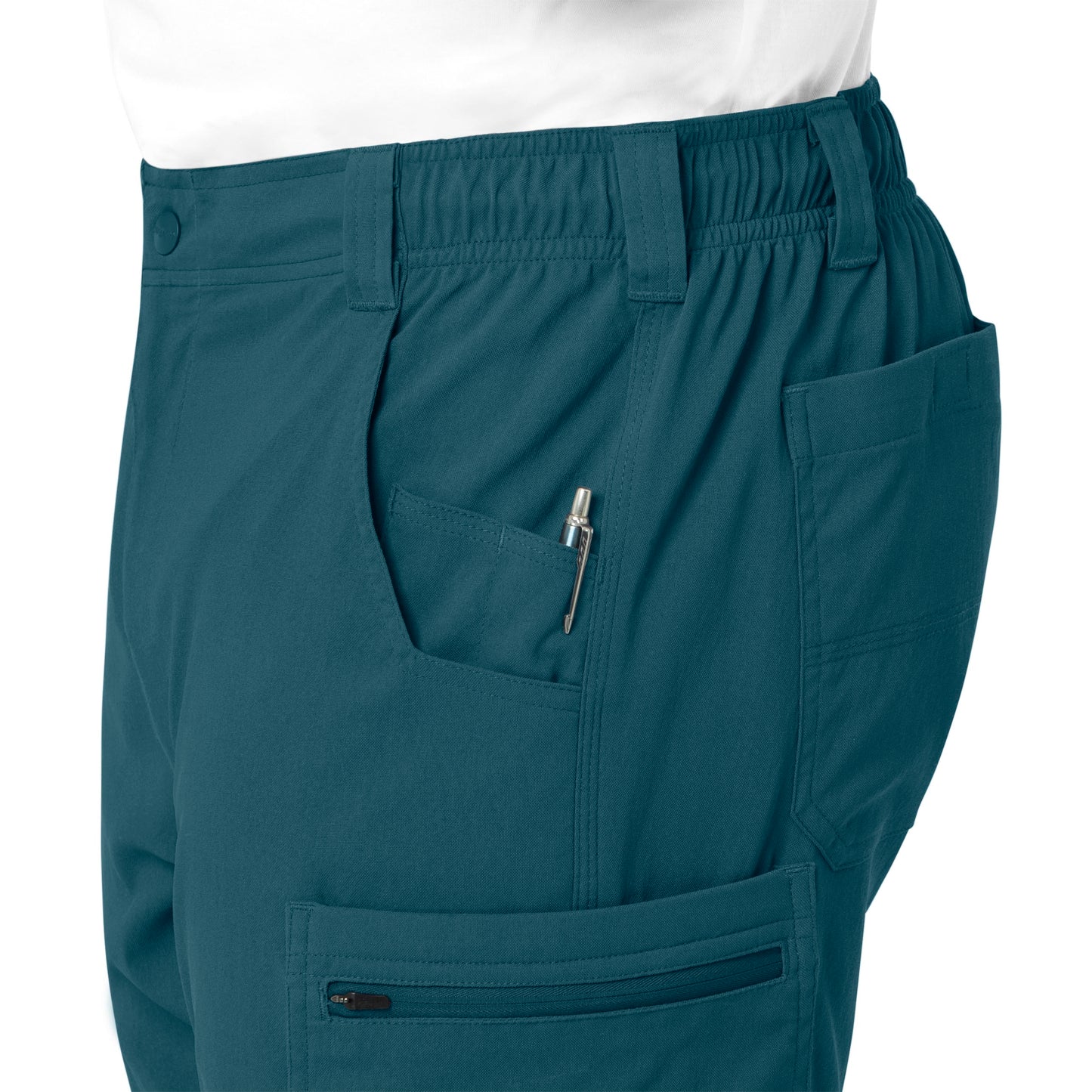 Rugged Flex Peak C55037 Men's Straight Leg Cargo Scrub Pants Caribbean Blue Model Image Alternate | Carhartt