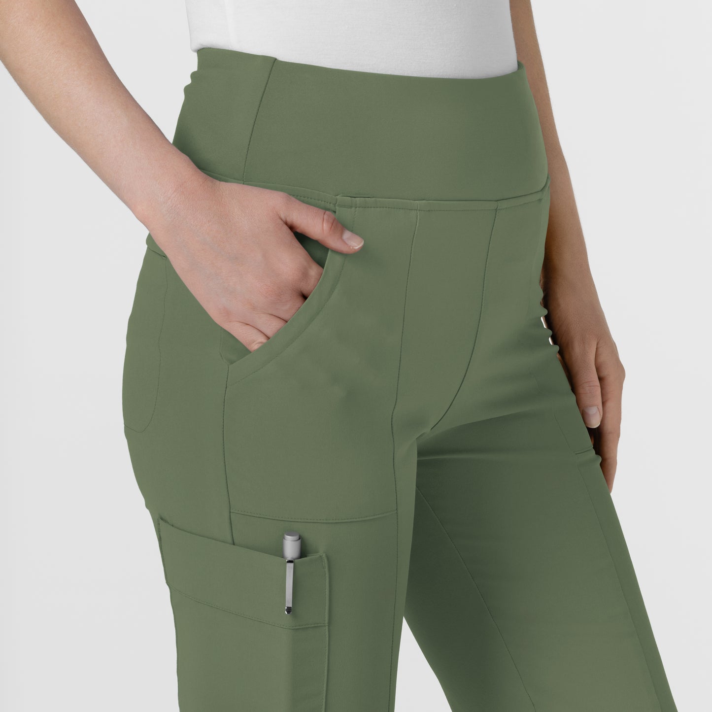 RENEW 5534 Cargo Flare Scrub Pants Olive Model Image Alternate | Wink