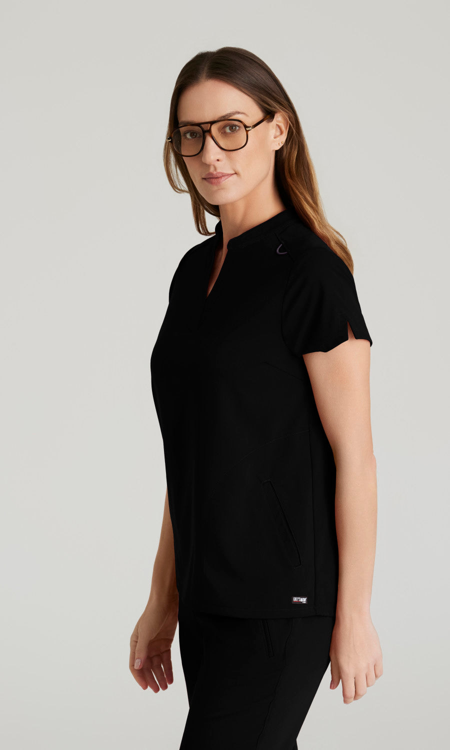 Grey's Anatomy Stretch GRST230 Avery Scrub Top Black