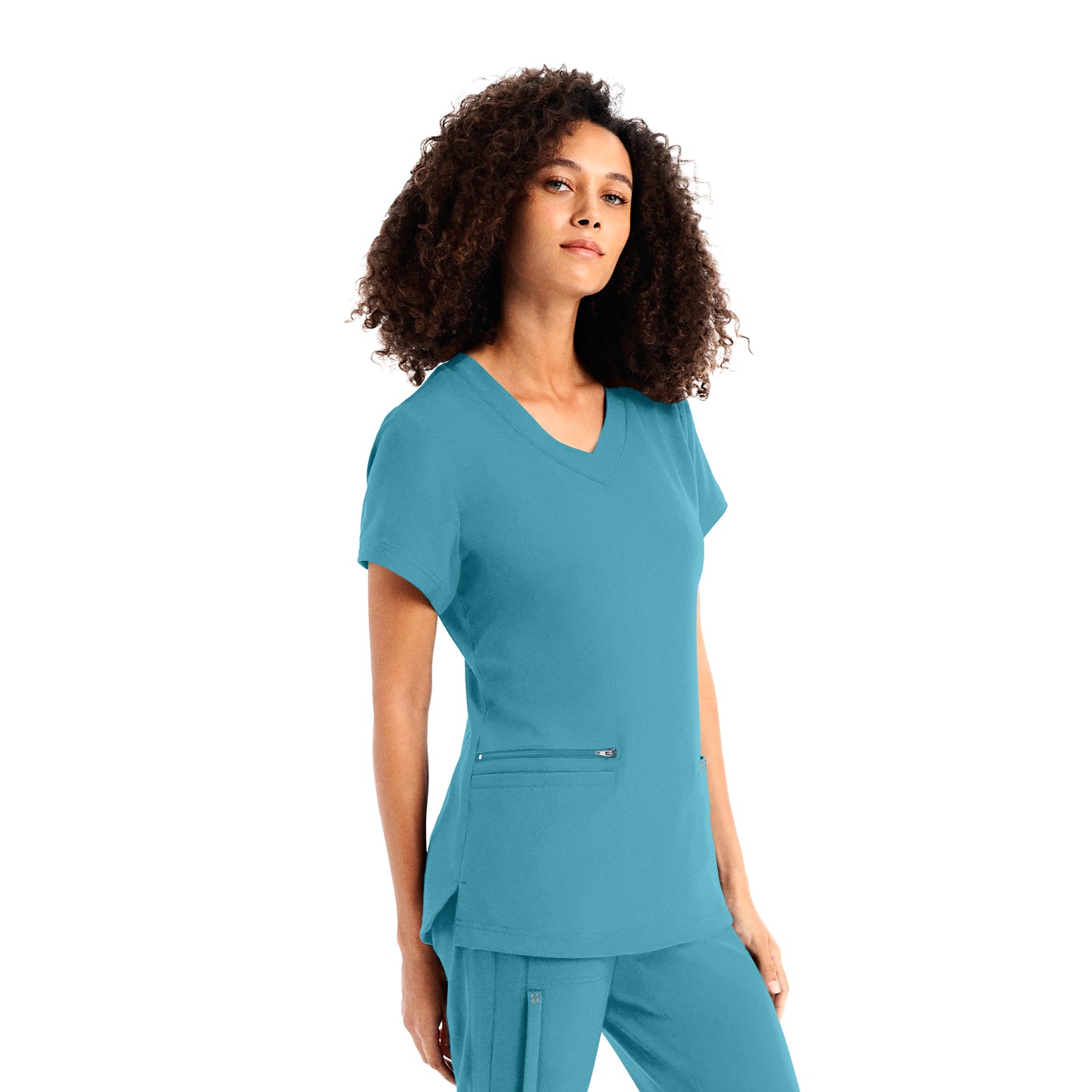 CRFT WT127 Women's 3 Pocket V Neck Scrub Top Poolside Image