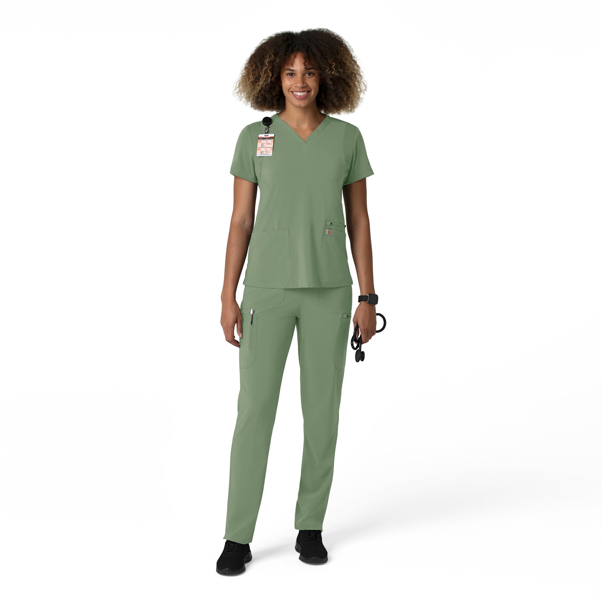 Force Cross-Flex C53210 Women's Straight Leg Cargo Scrub Pants Green Slate