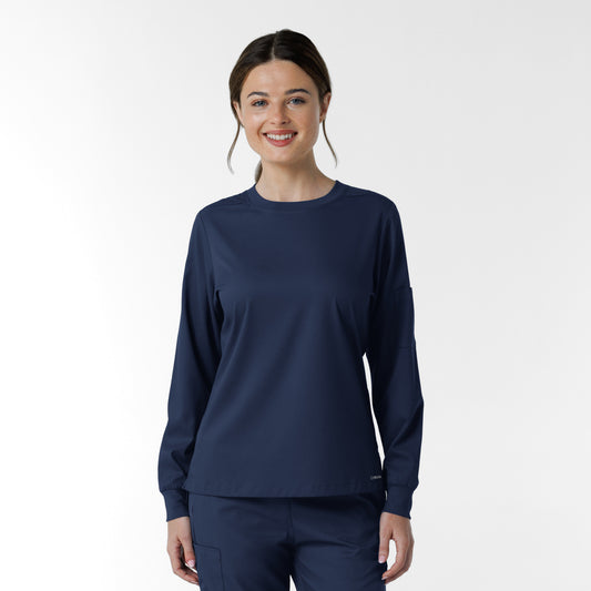 Boundless 6551 Women's Classic Long Sleeve Scrub Tee Navy