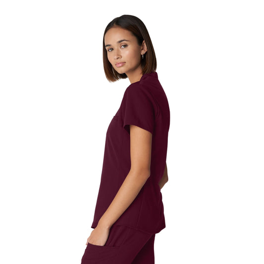 V-Tess WT110 Women's 2 Pocket V Neck Scrub Top Wine Image