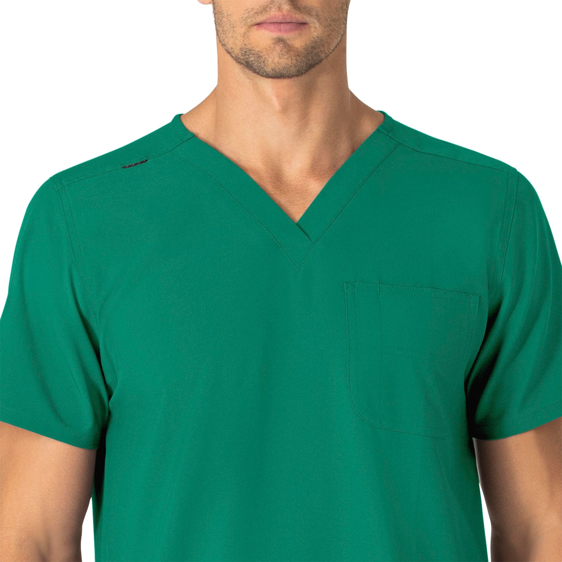 Force Essentials C15013 Unisex V-Neck 6-Pocket Scrub Top Hunter Model Image Left Side | Carhartt