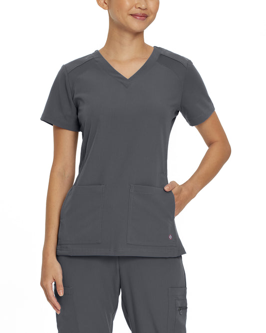 V-Tess 950 Women's 4 Pocket V Neck Scrub Top Dark Pewter Image