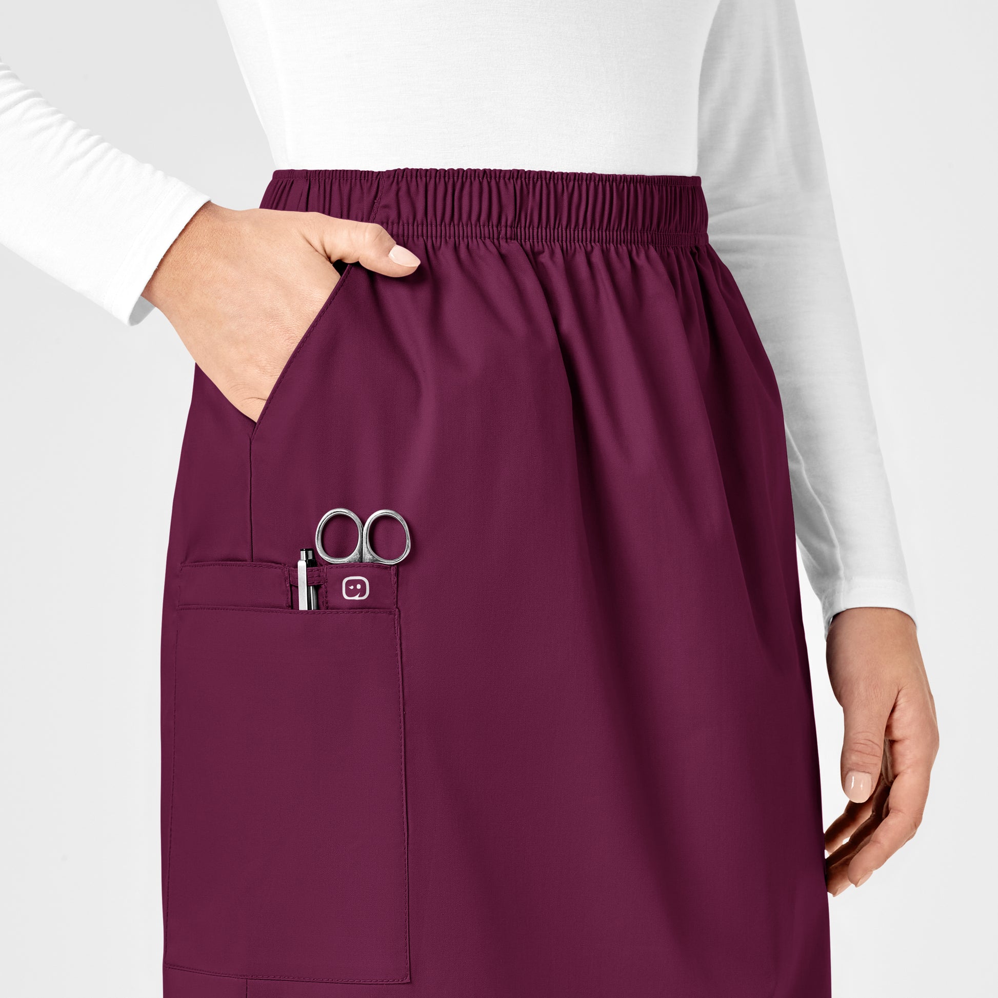 WonderWORK 701 Pull On Cargo Skirt Wine Model Image Alternate | Wink