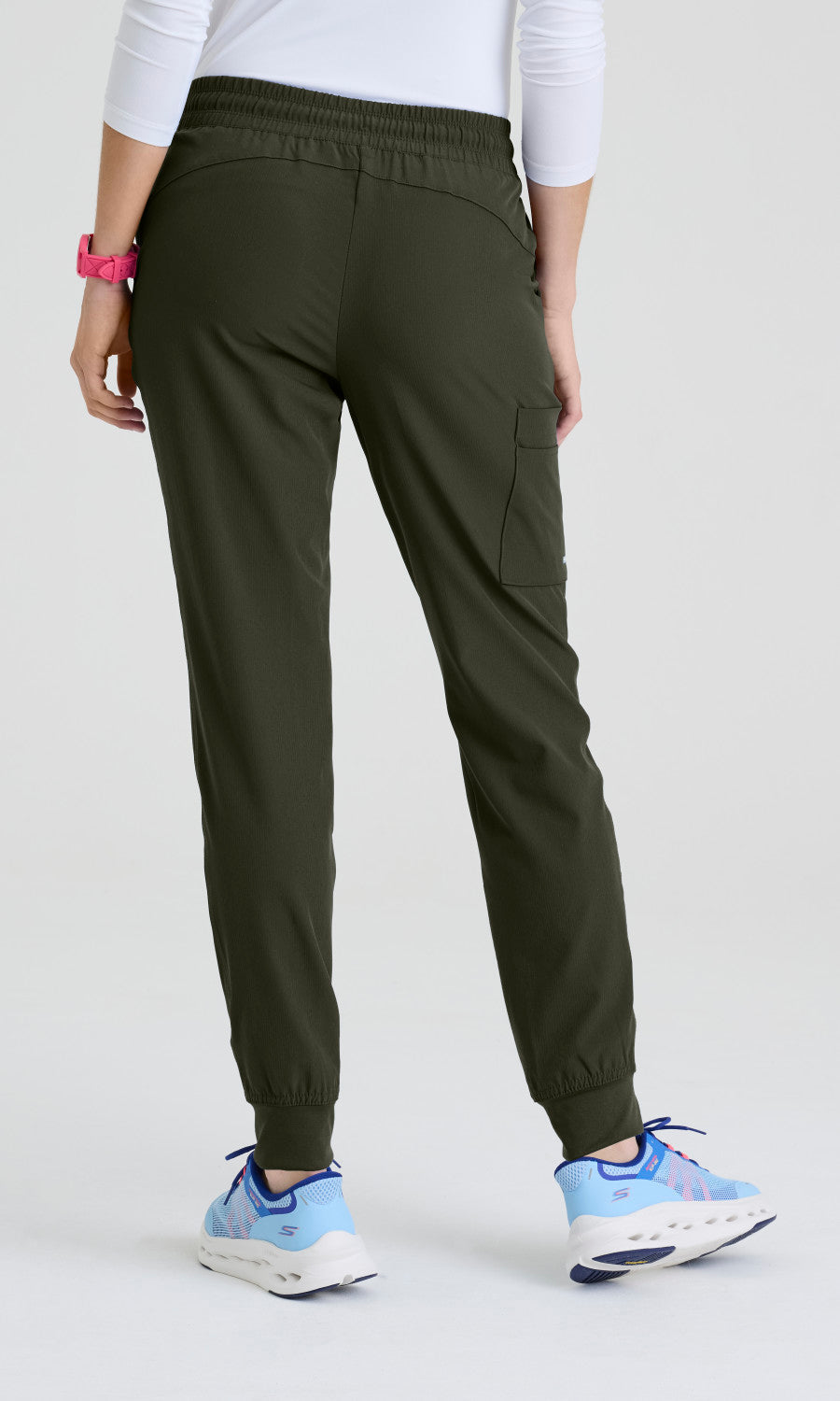 Skechers SKP552 Women's Theory Jogger in Olive by Barco Model Image Back