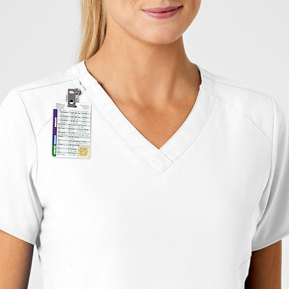 W123 6155 Stylized V-Neck Scrub Top White Model Image Alternate | Wink