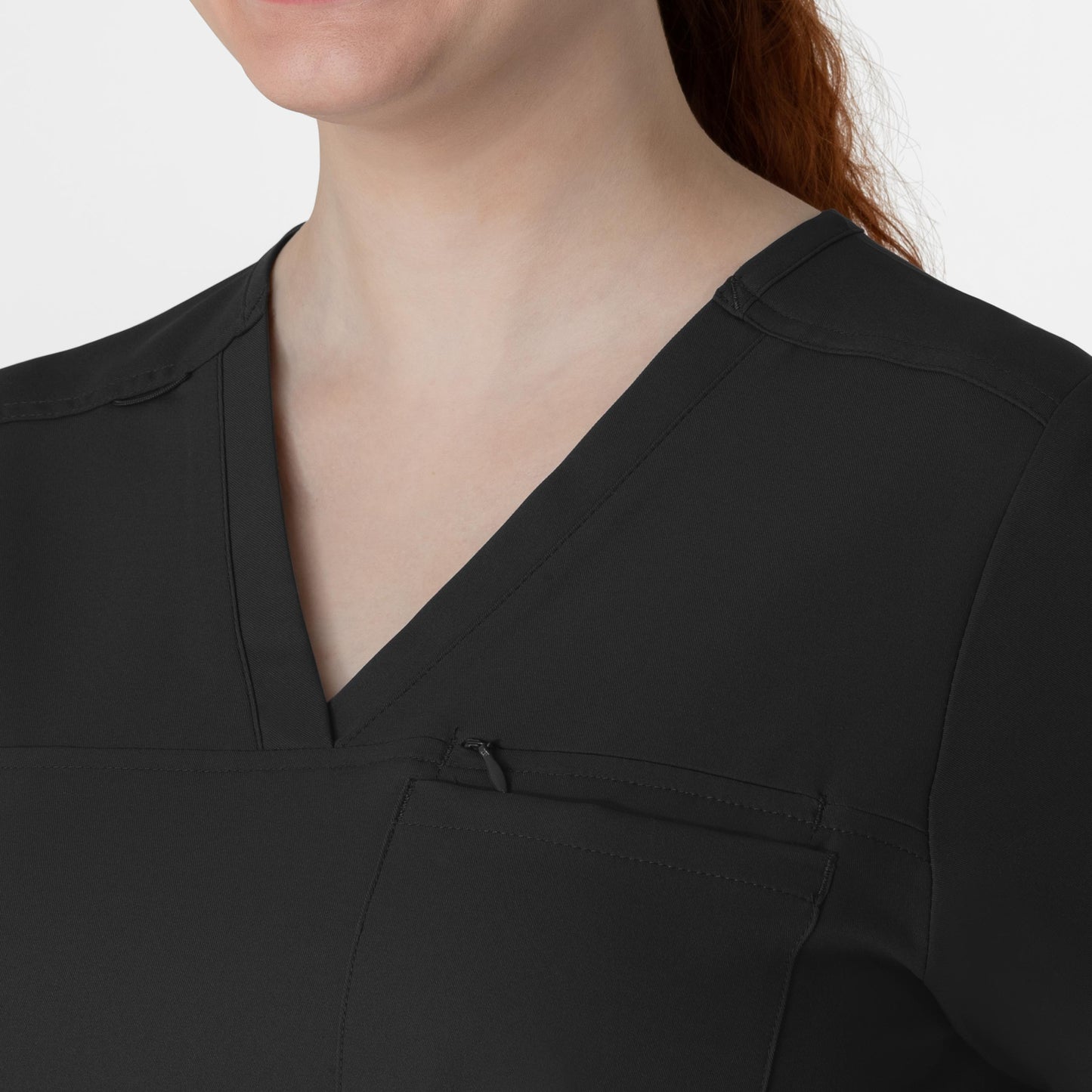 Thrive 6222 V-Neck Tuck-In Scrub Top Black Model Image Left Side | Wink