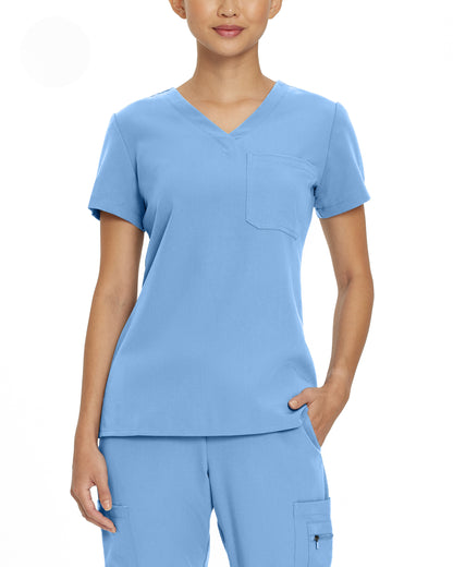 V-Tess 794 Women's 1 Pocket V Neck Scrub Top Ceil Blue Image