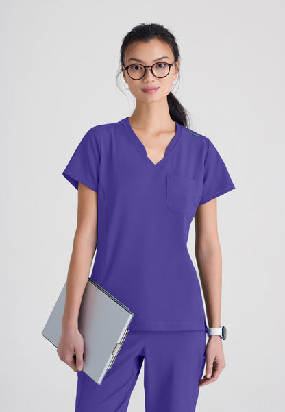 Greys Anatomy Evolve GSST181 Sway Tuck-In Scrub Top New Grape