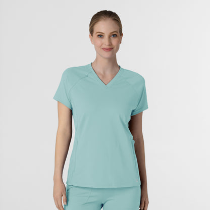 RENEW Knit 6259 Women's Flex-n-Reach V-Neck Raglan Scrub Top Coastal Blue