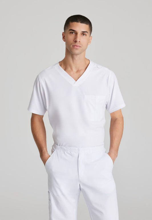 Skechers SK0112 Structure Scrub Top White Model Image Front | Barco