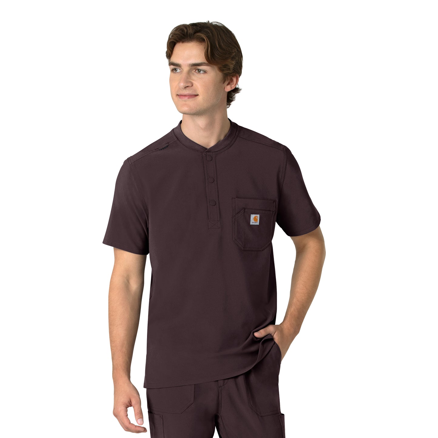 Force Cross-Flex C16310 Men's Henley Scrub Top Dark Sepia