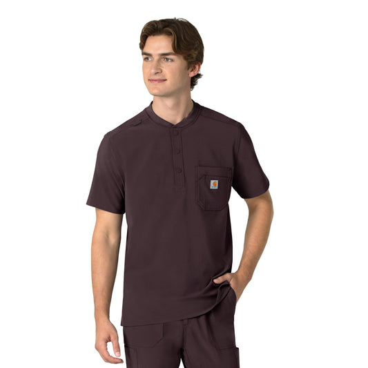 Force Cross-Flex C16310 Men's Henley Scrub Top Dark Sepia