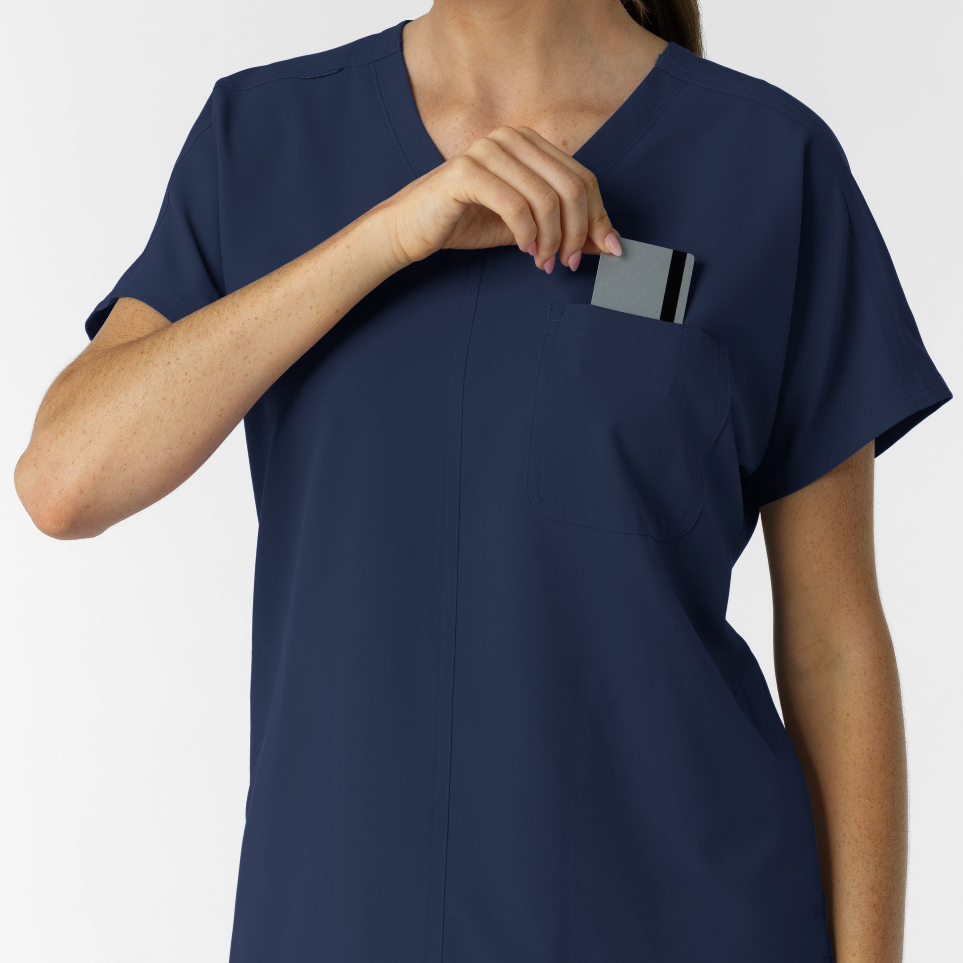 NURTUR 6280 Women's Drop Shoulder Tunic Scrub Top Navy